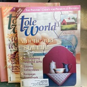 Tole World magazines (2) & 1 craft magazine all with patterns and directions